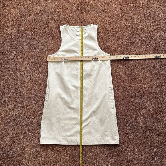 J Crew Women's Denim Dress 6 Sleeveless White Pockets Shift Midi Preppy Retro - Picture 5 of 5